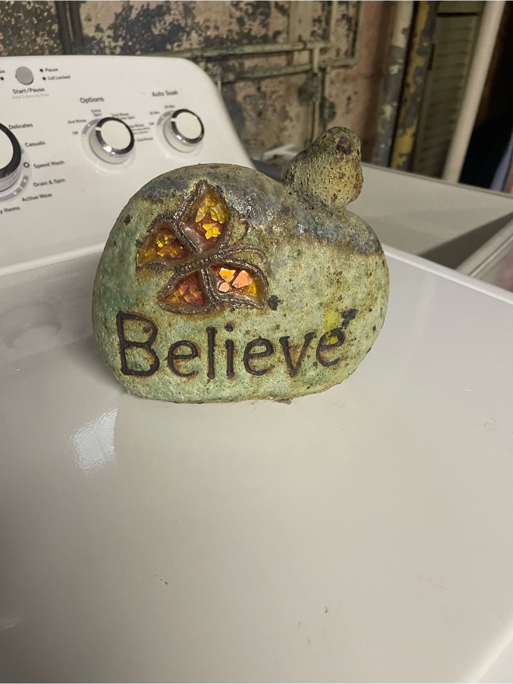 Believe Decorative rock sign with butterfly and bird on it